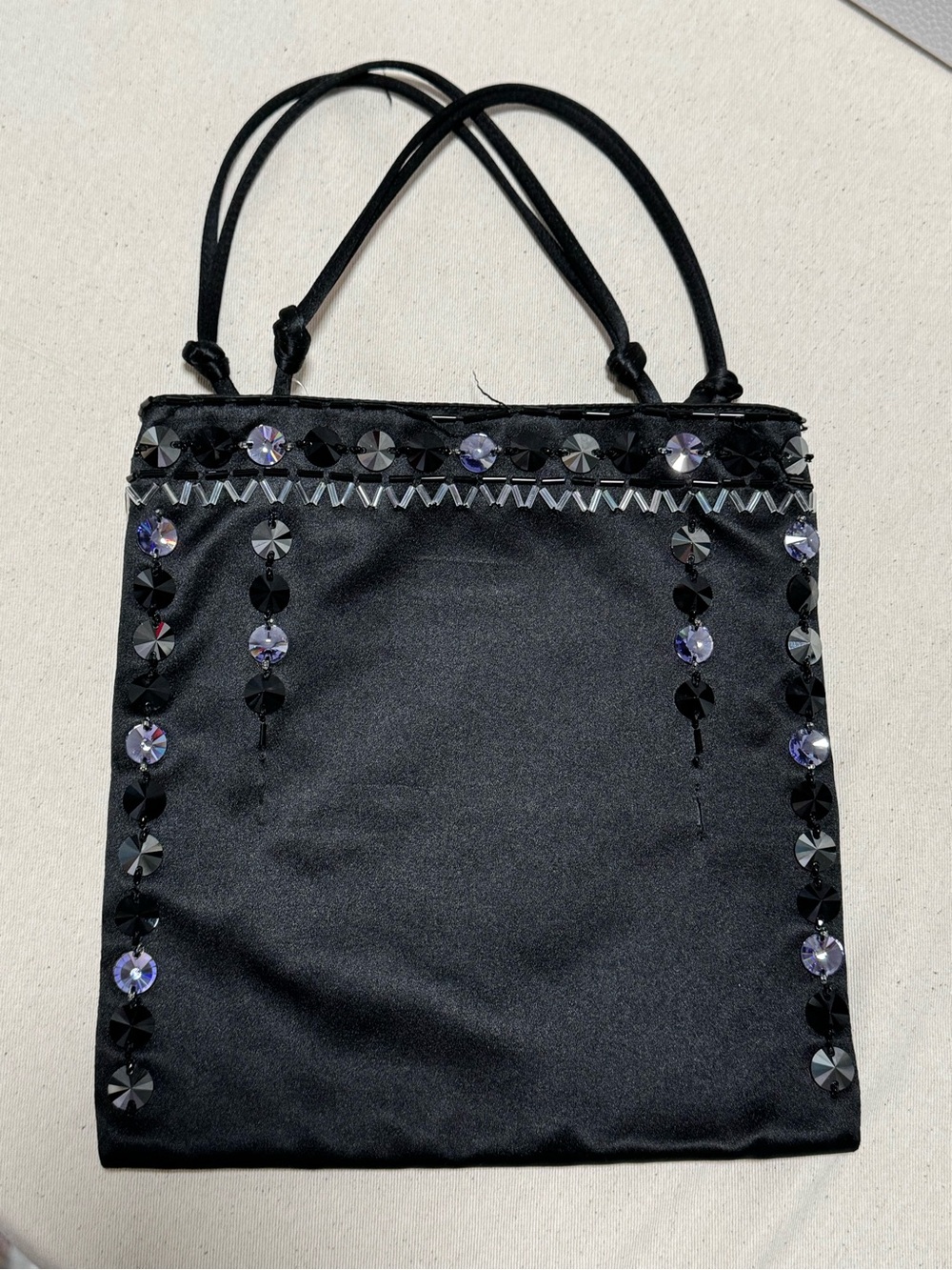 Prada Black Satin Beaded Tote
